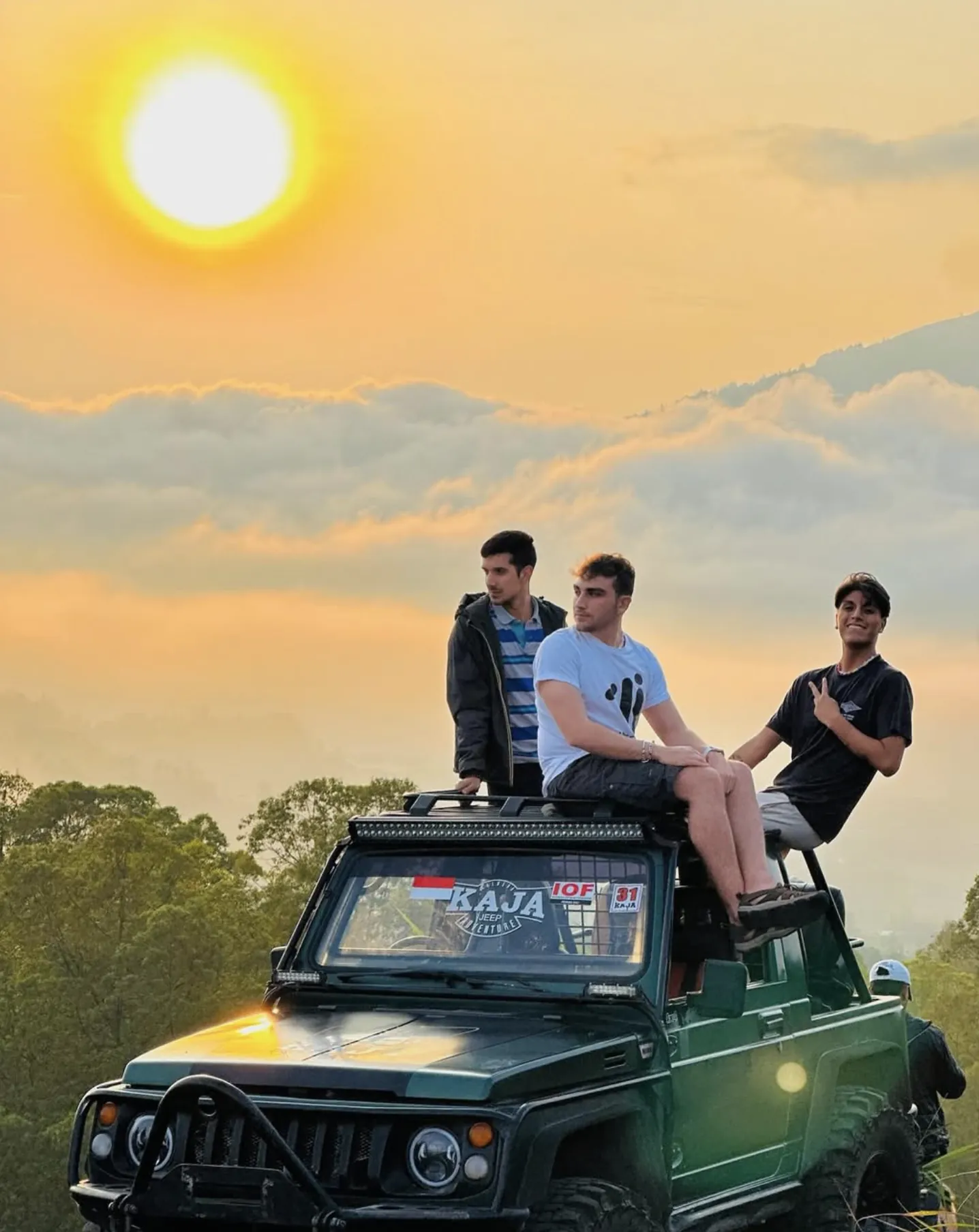 With friends at sunset